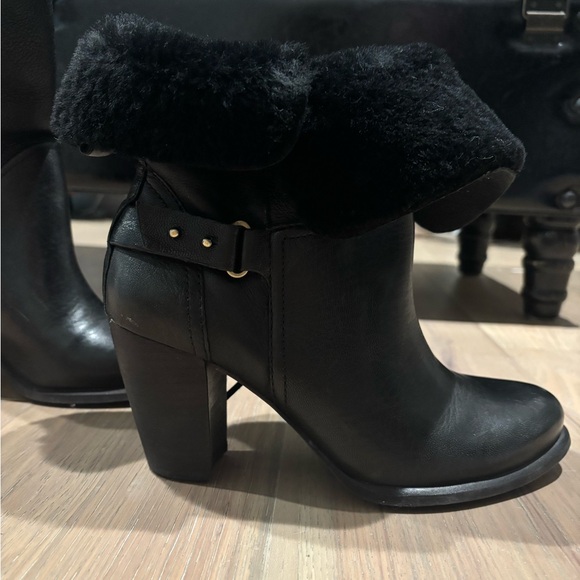 UGG Black Heeled Boots with Buckle Detail - Picture 2 of 6
